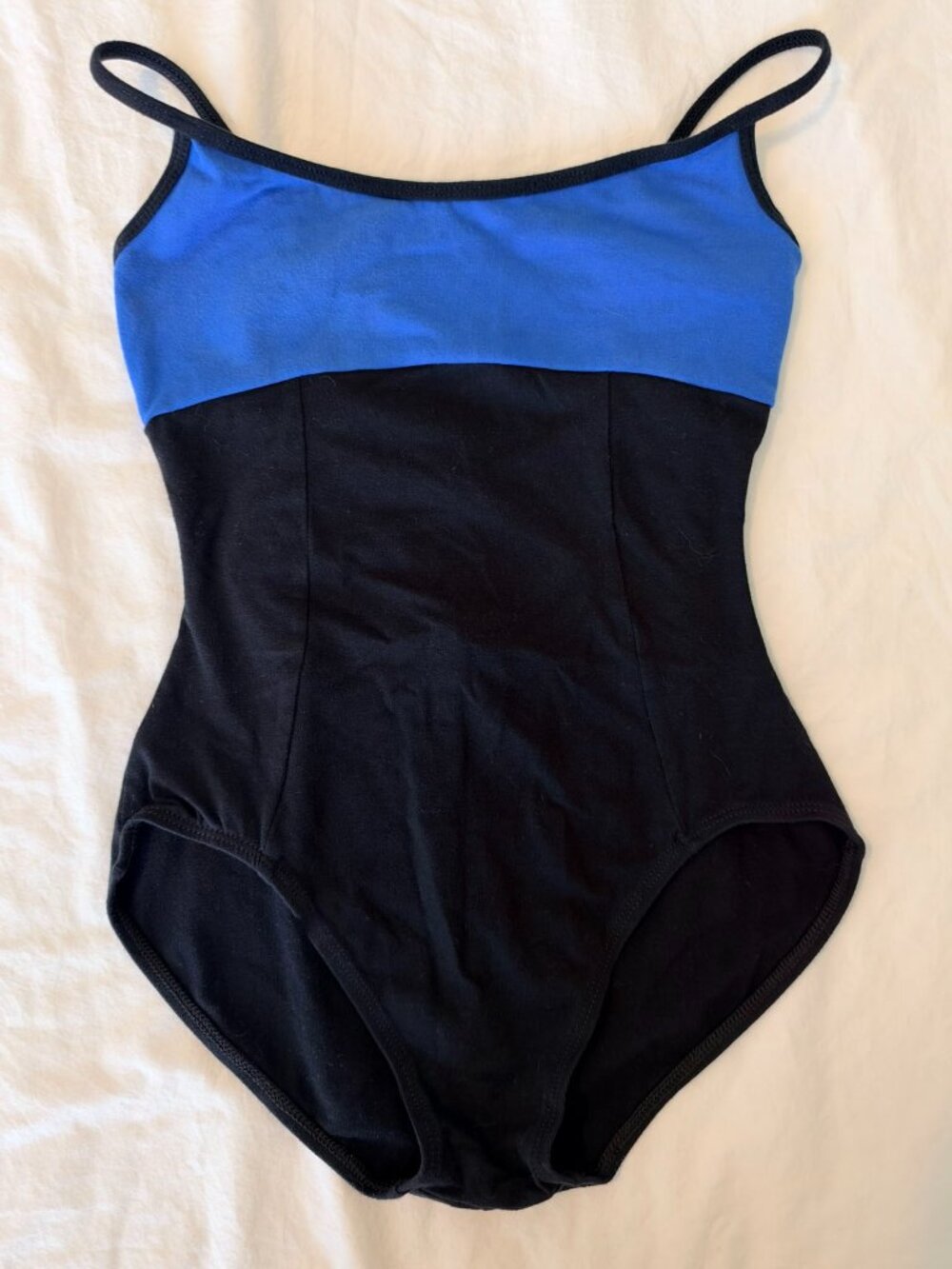 Natalie Dancewear Black Blue Camisole Leotard Adult Large Made USA